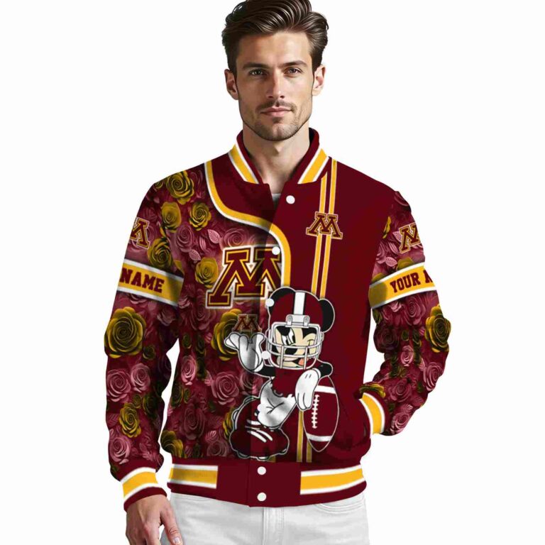 personalized minnesota golden gophers rose mickey maroon jacket high quality jacketwow