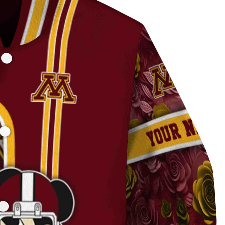 personalized minnesota golden gophers rose mickey maroon jacket premium grade jacketwow