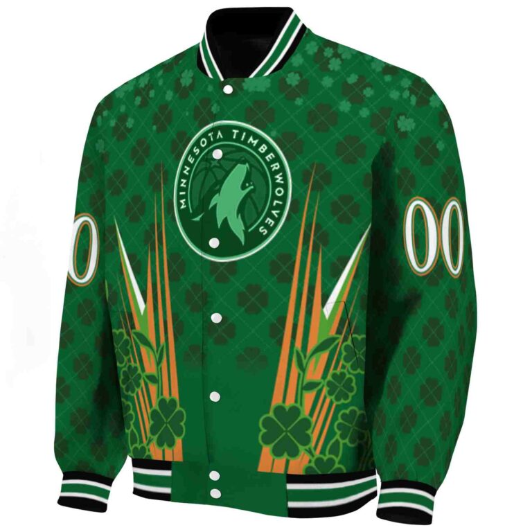 personalized minnesota timberwolves shamrock pattern green jacket best selling jacketwow