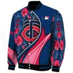 personalized minnesota twins floral print navy jacket best selling jacketwow