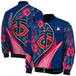personalized minnesota twins floral print navy jacket best selling jacketwow