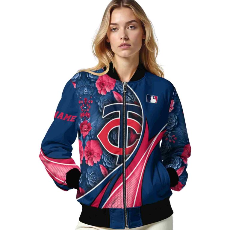 personalized minnesota twins floral print navy jacket latest model jacketwow
