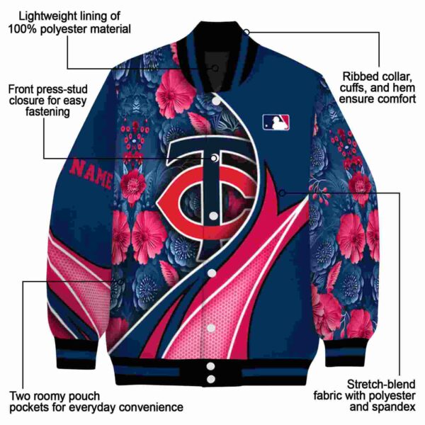 personalized minnesota twins floral print navy jacket new arrival jacketwow