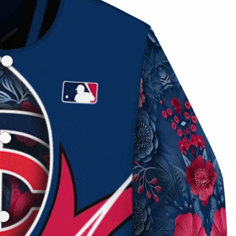 personalized minnesota twins floral print navy jacket premium grade jacketwow