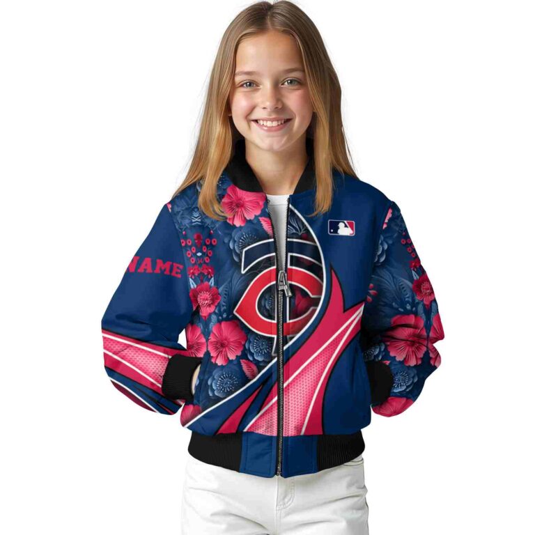 personalized minnesota twins floral print navy jacket top rated jacketwow