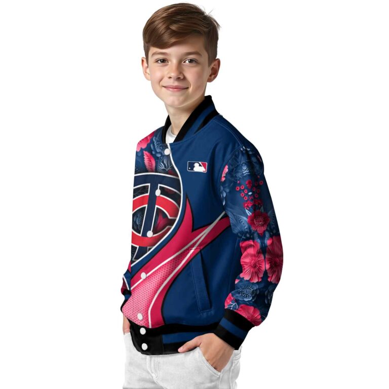 personalized minnesota twins floral print navy jacket trendy jacketwow