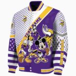 personalized minnesota vikings mickey donald goofy purple white jacket best selling jacketwow