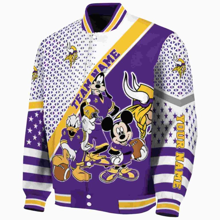 personalized minnesota vikings mickey donald goofy purple white jacket best selling jacketwow