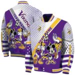 personalized minnesota vikings mickey donald goofy purple white jacket best selling jacketwow