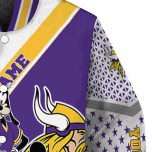 personalized minnesota vikings mickey donald goofy purple white jacket premium grade jacketwow