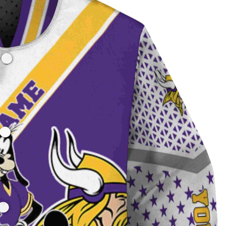personalized minnesota vikings mickey donald goofy purple white jacket premium grade jacketwow
