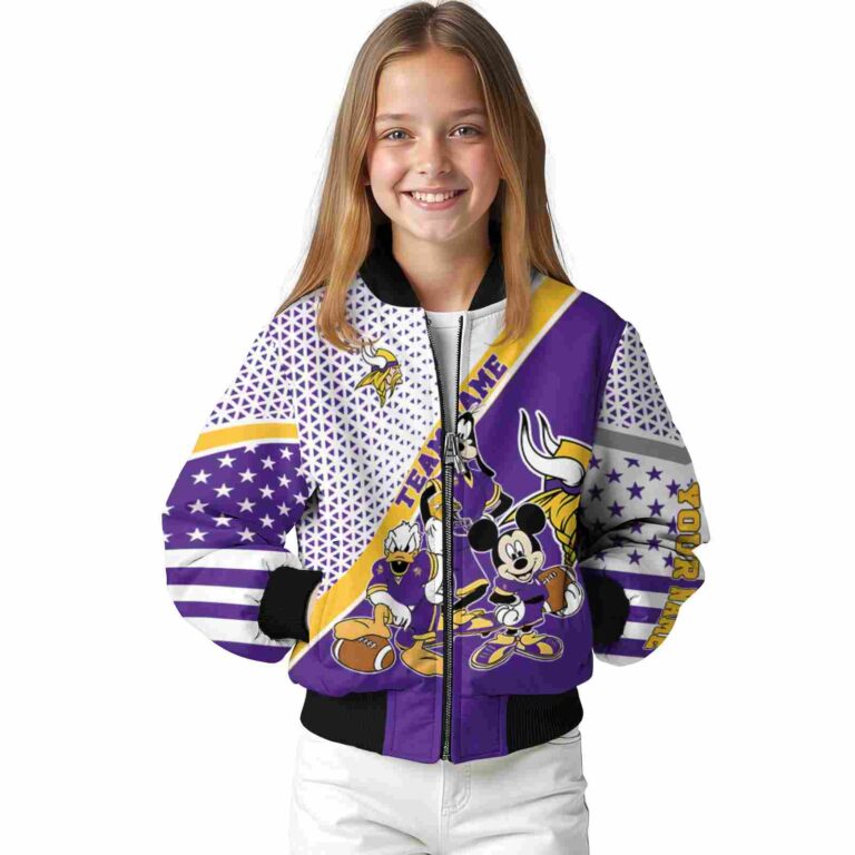 personalized minnesota vikings mickey donald goofy purple white jacket top rated jacketwow