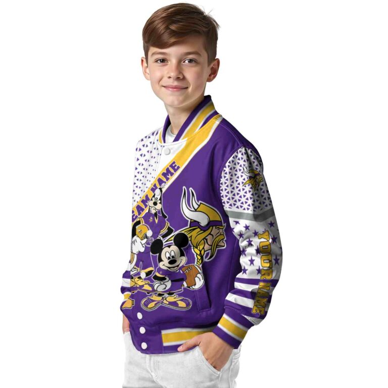 personalized minnesota vikings mickey donald goofy purple white jacket trendy jacketwow