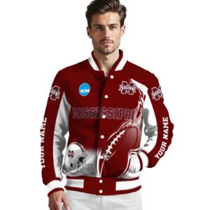 personalized mississippi state bulldogs flaming football maroon white jacket high quality jacketwow