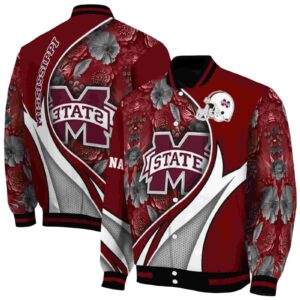 personalized mississippi state bulldogs floral print maroon jacket fashion forward jacketwow