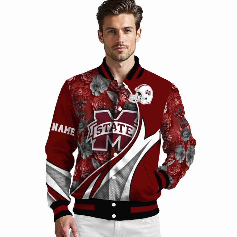 personalized mississippi state bulldogs floral print maroon jacket high quality jacketwow