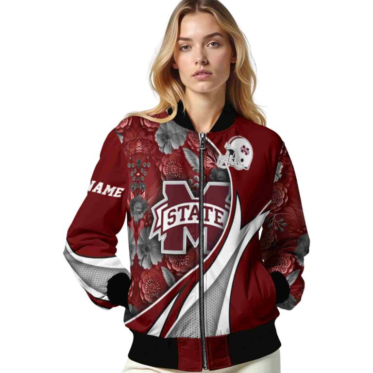 personalized mississippi state bulldogs floral print maroon jacket latest model jacketwow