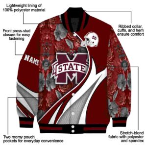 personalized mississippi state bulldogs floral print maroon jacket new arrival jacketwow