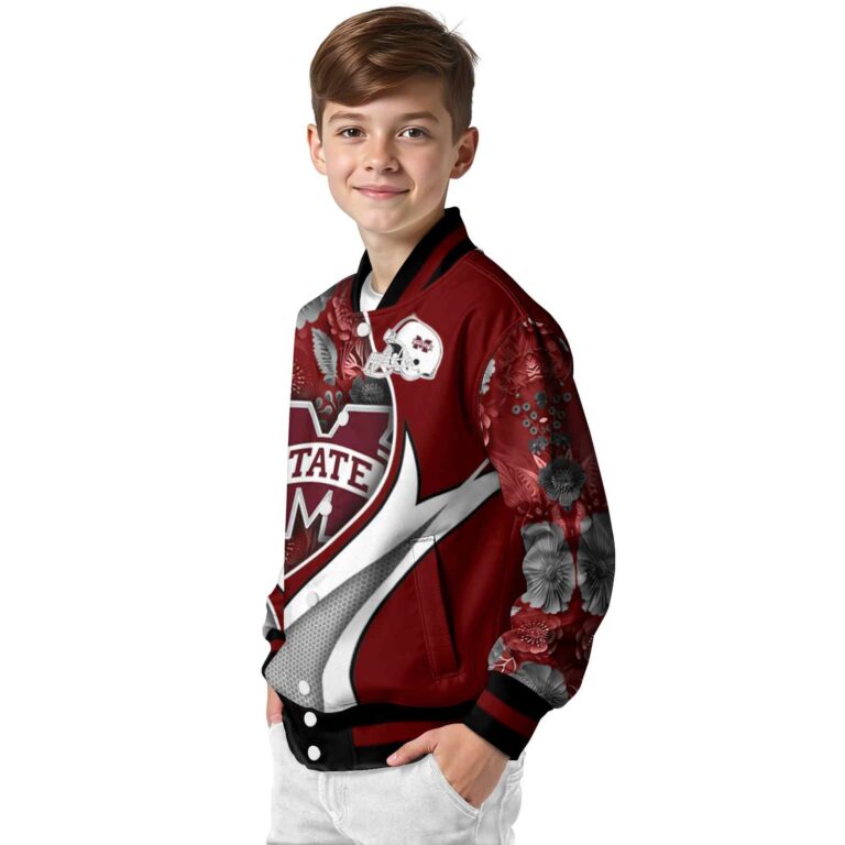 personalized mississippi state bulldogs floral print maroon jacket trendy jacketwow