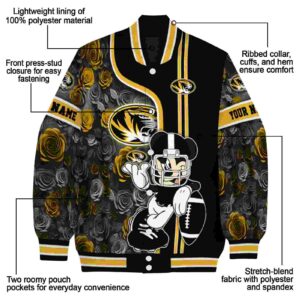 personalized missouri tigers rose mickey black jacket new arrival jacketwow