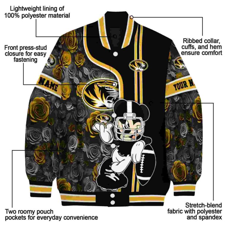 personalized missouri tigers rose mickey black jacket new arrival jacketwow