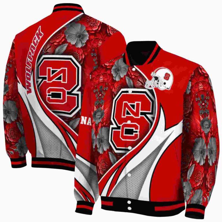 personalized nc state wolfpack floral print red jacket fashion forward jacketwow