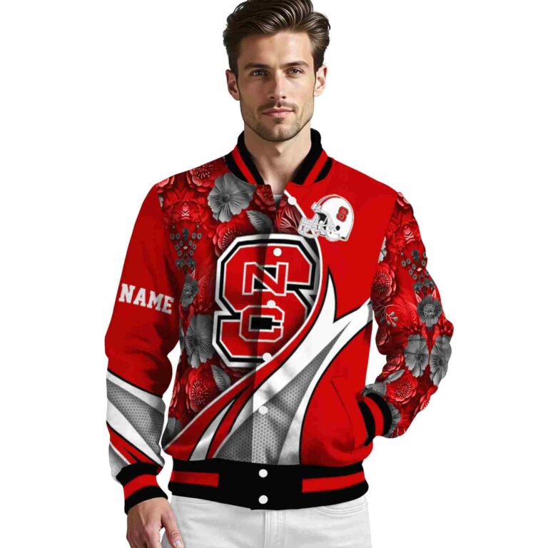 personalized nc state wolfpack floral print red jacket high quality jacketwow