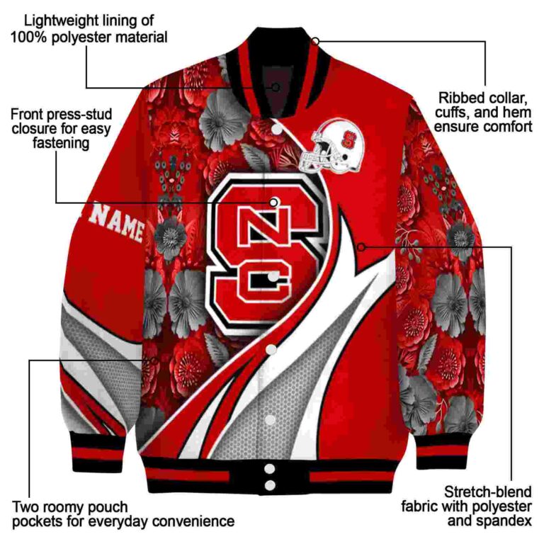 personalized nc state wolfpack floral print red jacket new arrival jacketwow