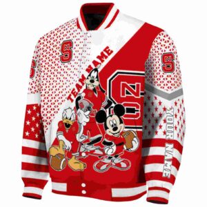 personalized nc state wolfpack mickey donald goofy red white jacket best selling jacketwow