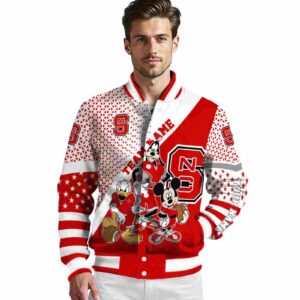 personalized nc state wolfpack mickey donald goofy red white jacket high quality jacketwow