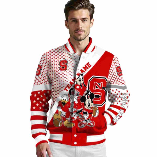 personalized nc state wolfpack mickey donald goofy red white jacket high quality jacketwow
