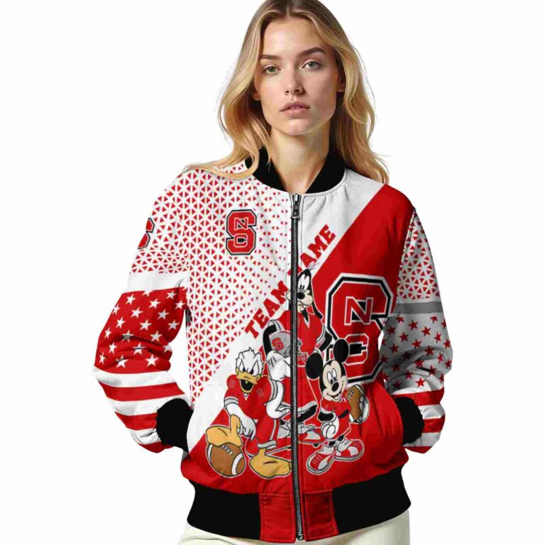 personalized nc state wolfpack mickey donald goofy red white jacket latest model jacketwow