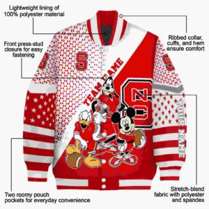personalized nc state wolfpack mickey donald goofy red white jacket new arrival jacketwow