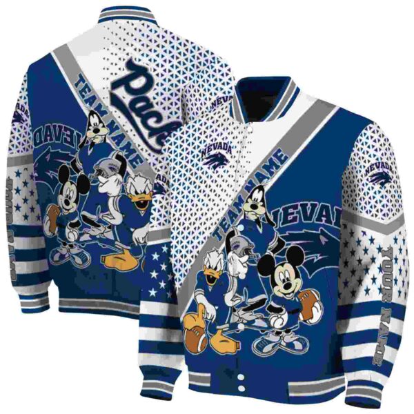 personalized nevada wolf pack mickey donald goofy blue white jacket fashion forward jacketwow