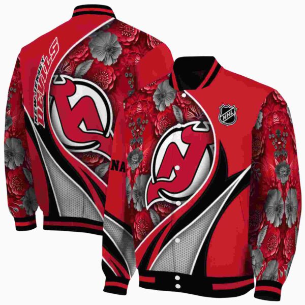 personalized new jersey devils floral print red jacket fashion forward jacketwow