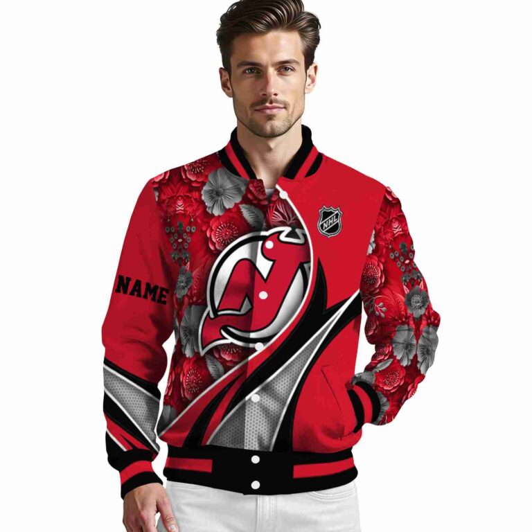 personalized new jersey devils floral print red jacket high quality jacketwow