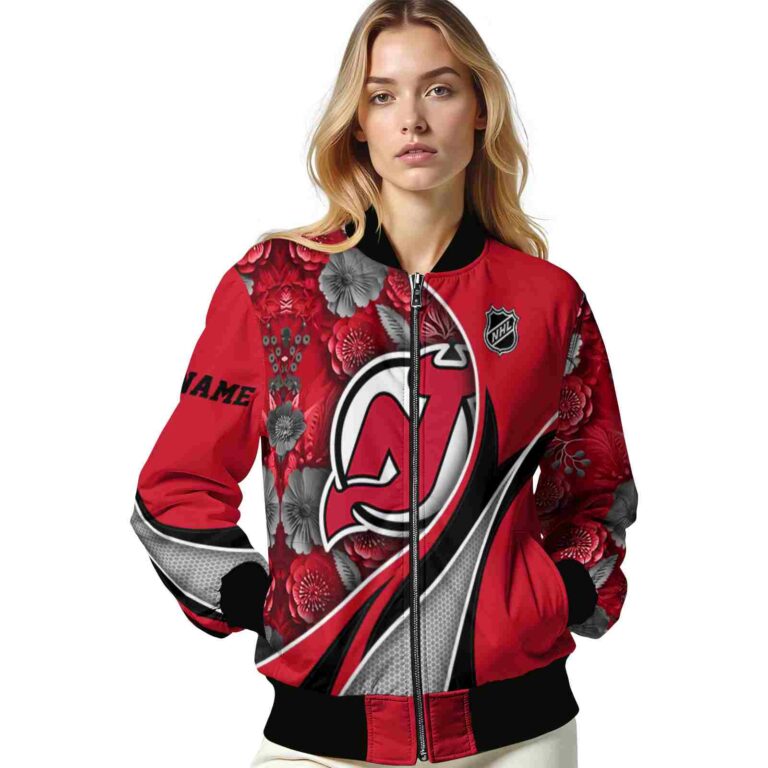 personalized new jersey devils floral print red jacket latest model jacketwow