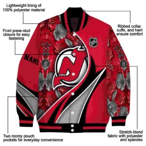 personalized new jersey devils floral print red jacket new arrival jacketwow