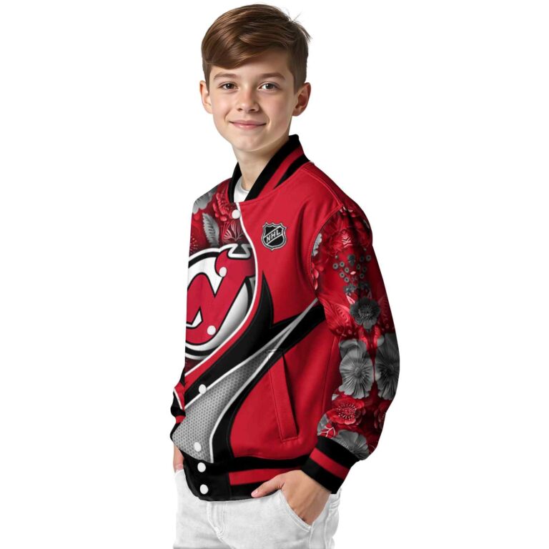personalized new jersey devils floral print red jacket trendy jacketwow
