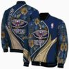 personalized new orleans pelicans floral print navy jacket fashion forward jacketwow