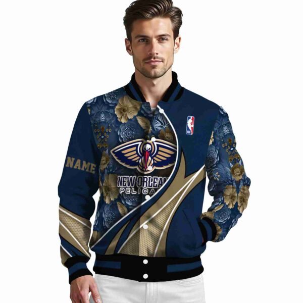 personalized new orleans pelicans floral print navy jacket high quality jacketwow