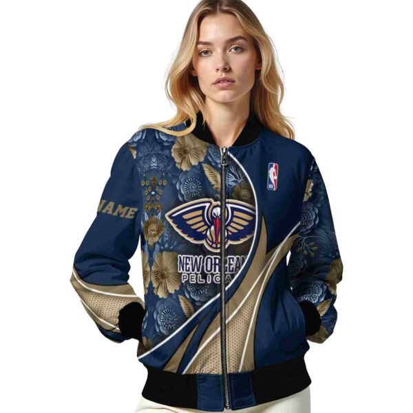 personalized new orleans pelicans floral print navy jacket latest model jacketwow