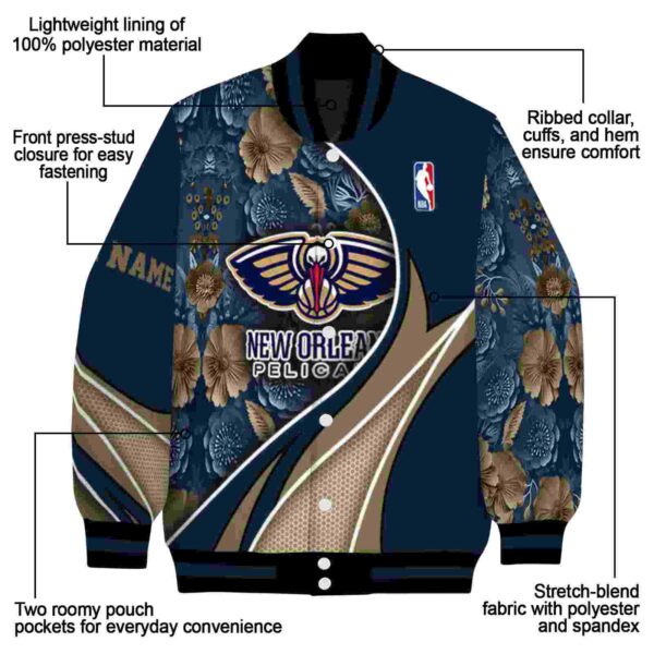 personalized new orleans pelicans floral print navy jacket new arrival jacketwow