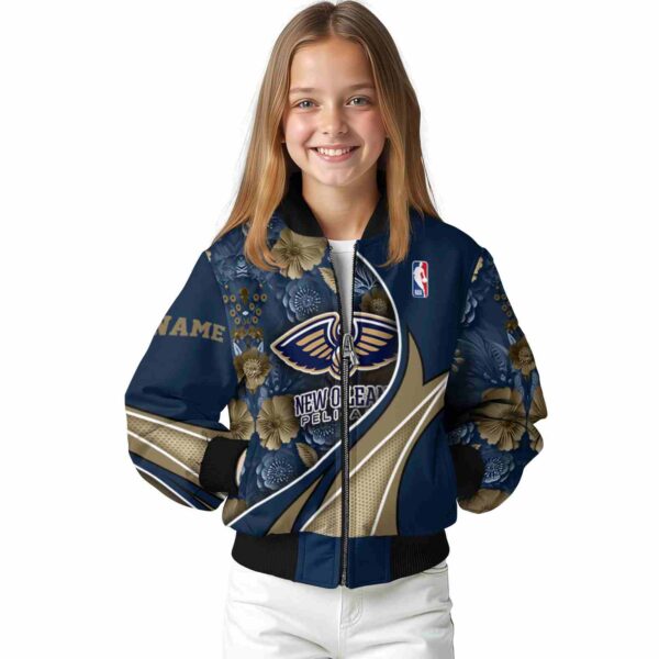 personalized new orleans pelicans floral print navy jacket top rated jacketwow