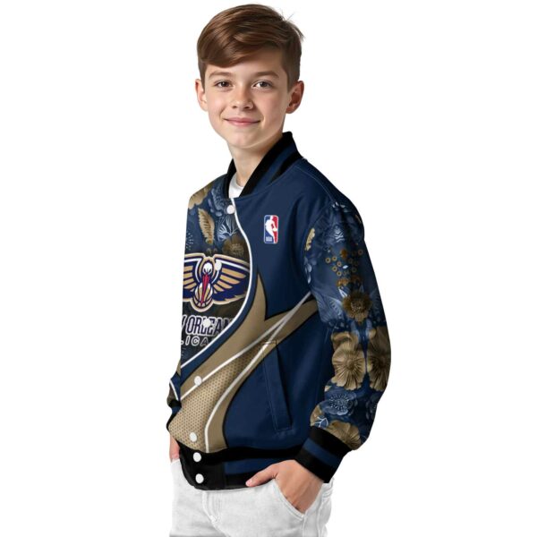 personalized new orleans pelicans floral print navy jacket trendy jacketwow