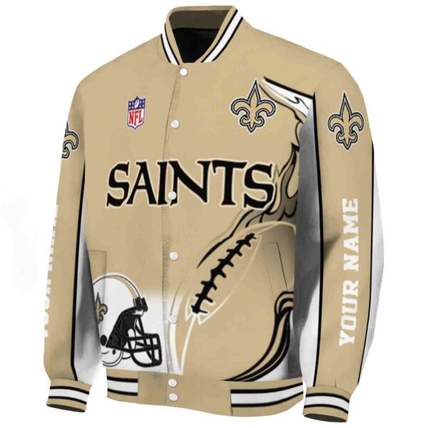 personalized new orleans saints flaming football gold white jacket best selling jacketwow