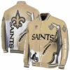 personalized new orleans saints flaming football gold white jacket fashion forward jacketwow