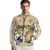 personalized new orleans saints flaming football gold white jacket high quality jacketwow