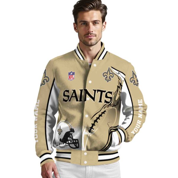 personalized new orleans saints flaming football gold white jacket high quality jacketwow