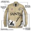 personalized new orleans saints flaming football gold white jacket new arrival jacketwow